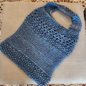Handmade Blue Knit Blue Tote Bag